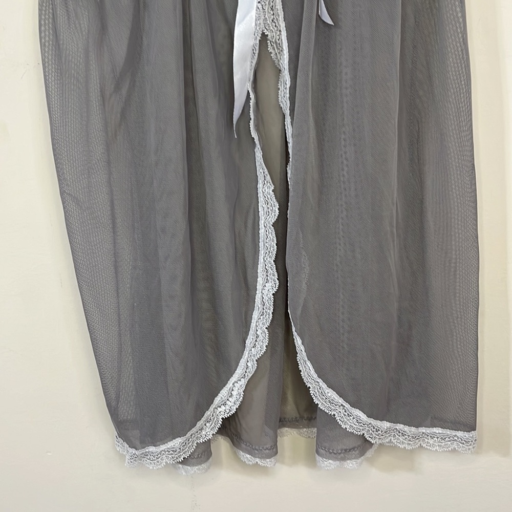 Jessica Simpson Gray White Mesh Lace Babydoll Lingerie Top Size S - Picture 3 of 7